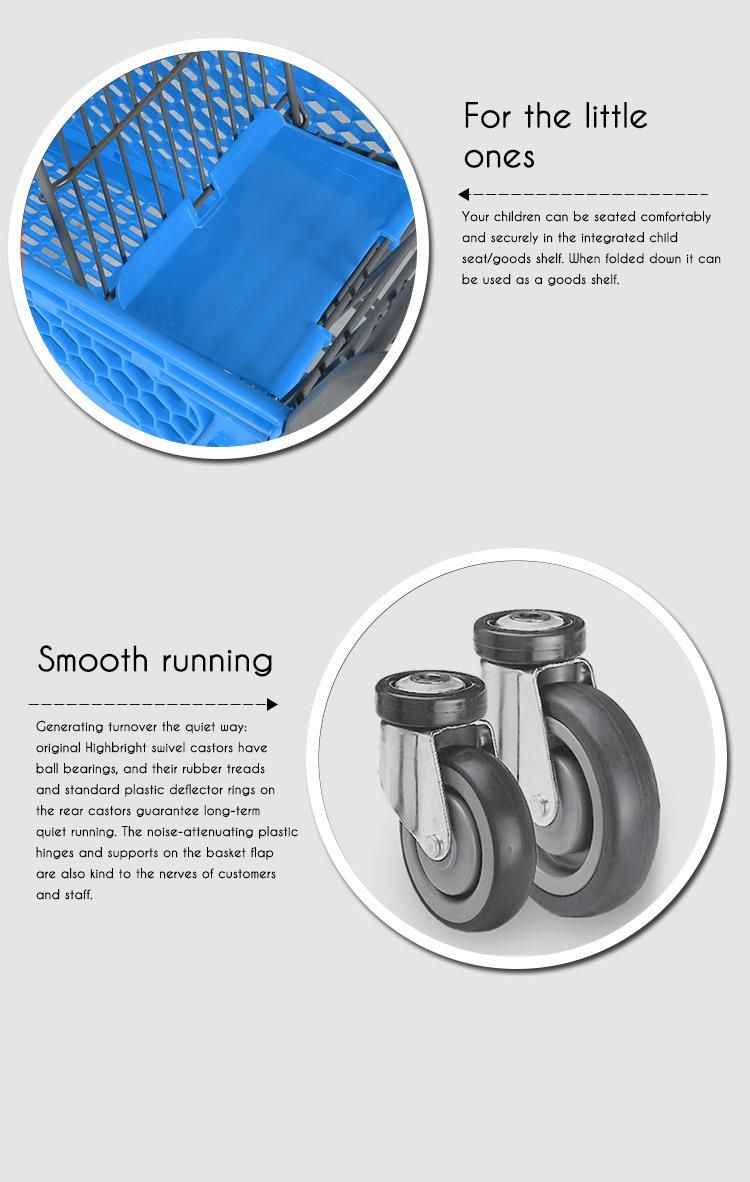Hot Sale Plastic Supermarket Shopping Trolleys with Metal Frame