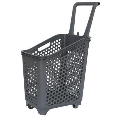 Special-Designed Supermarket Plastic Shopping Trolley Basket Rolling Basket Carts