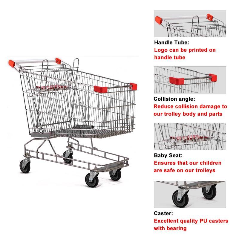 Australia Supermarket Shopping Cart Metal Custom Trolley with Wheels