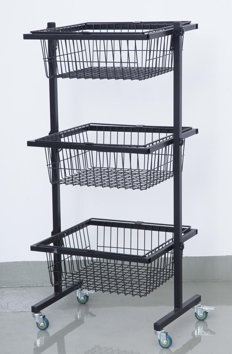 Hot Selling Double Sided Shelf with Hanging Basket Supermarket Shelves