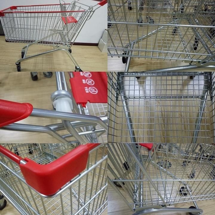 High Quality 180L Metal Supermarket Shopping Cart with Wheels