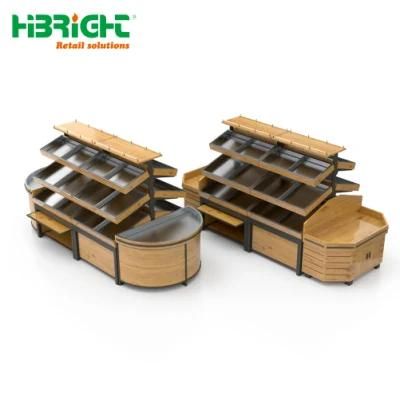 Customized Wooden Produce Display Stand Fruit and Vegetable Rack