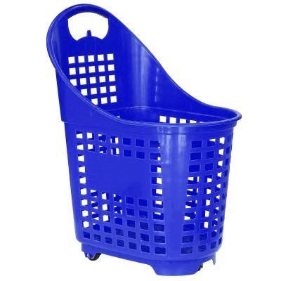 Large Back Basket Shape Supermarket Shopping Trolley Plastic Carts