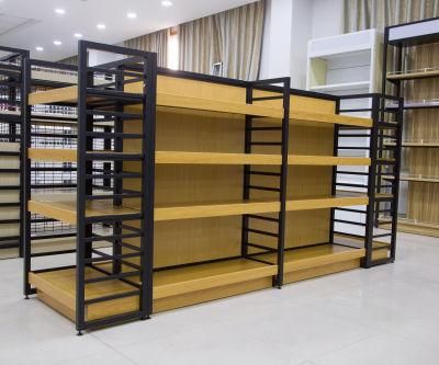 New Fashion Design Steel Wooden Supermarket Shelf for Display Goods