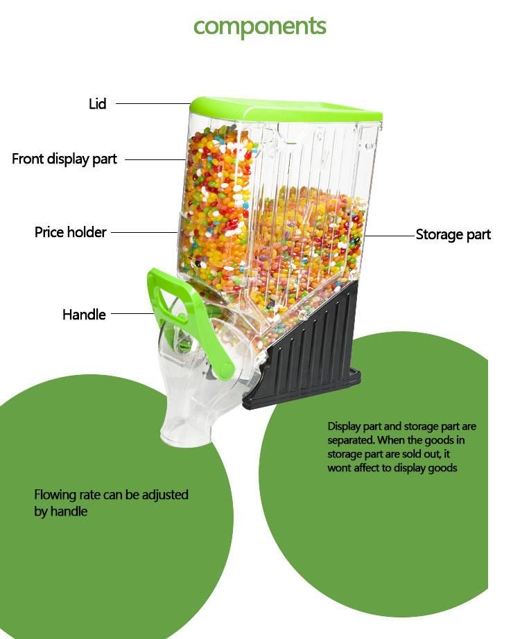 Hot Clear Bulk Food Dispenser Solution Gravity Bin Cereal Container