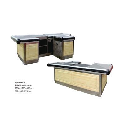 Electric Hypermarket Cashier Desk Stainless Steel Retail Checkout Counter
