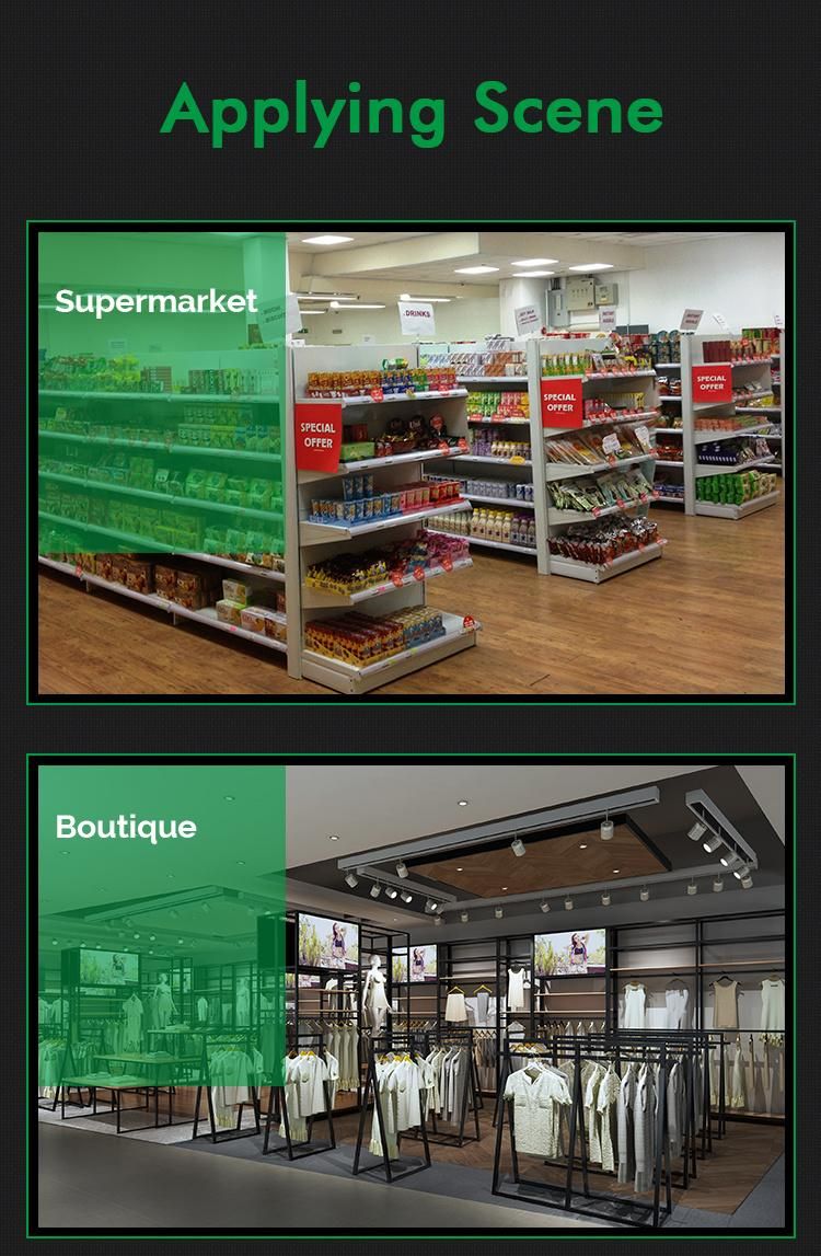 4 Sides Steel Mesh Display Shelf with Billboards Around for Supermarket and Grocery Store