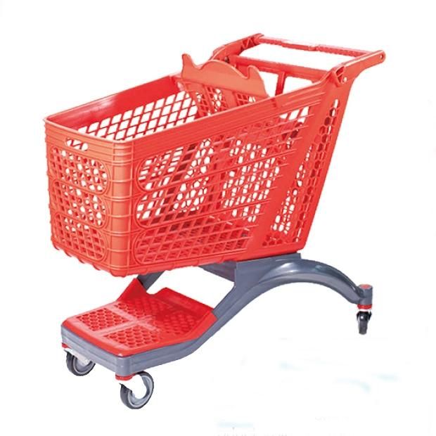 210L Metal and Plastic Supermarket Wheeled Shopping Hand Trolley Cart