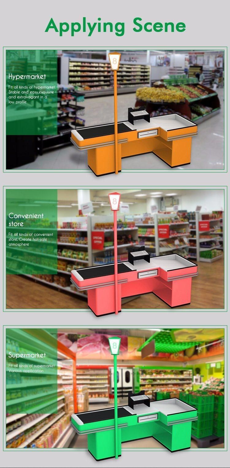Supermarket Metal Wooden Checkout Counter