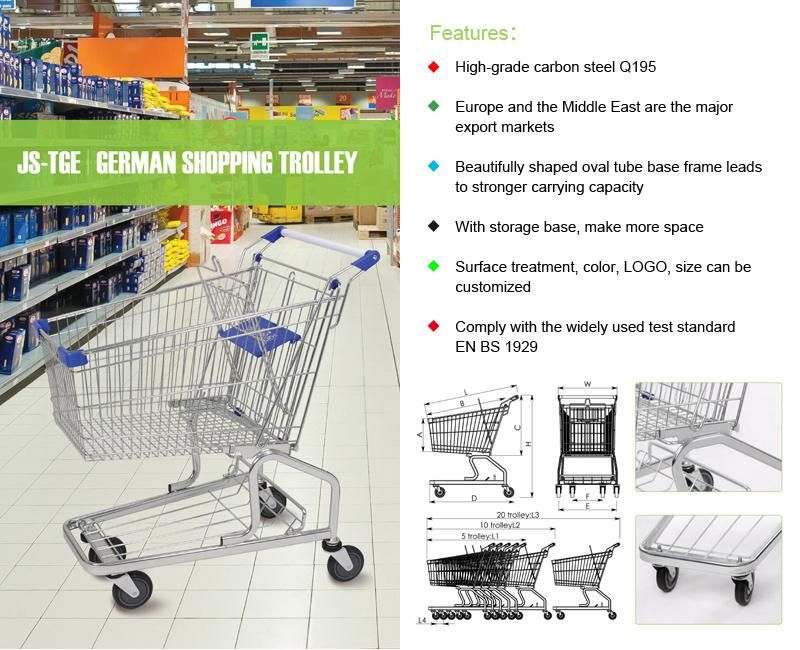 210L European Modern 2019 Hot Sell Escalator Metal Supermarket Carts
