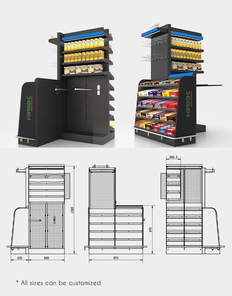 Customized Layer and Light Duty Style Gondola Store Steel Shelf for Checkout Counter