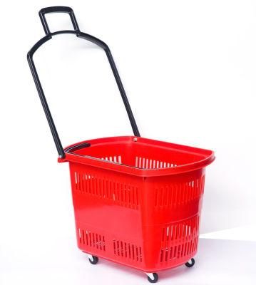 Large Four Wheels Trolley Basket for Supermarket