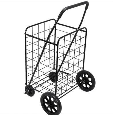Factory Large Size Folding Metal Luggage Shopping Trolley Cart with Wheels
