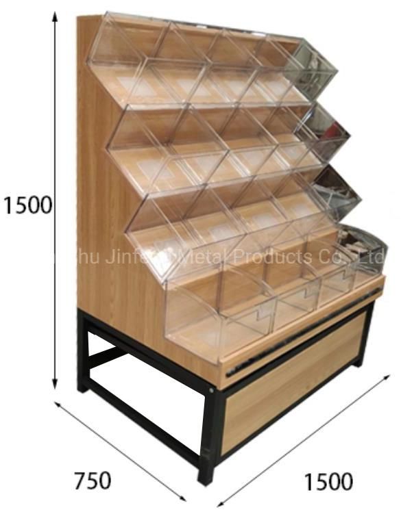 Supermarket Equipment Bulk Food Bin Wooden Display Rack for Candy