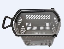 Wholesale Supermarket Plastic Rolling Shopping Baskets with Wheels 09062