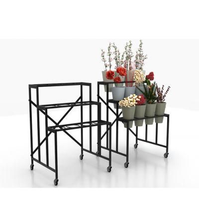Modern Simplicity Metal Step Awesome Flower Display Stand for Supermarket
