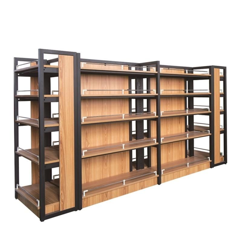 Supermarket Shelf Wood and Metal Display Gondola Shelves for Sale