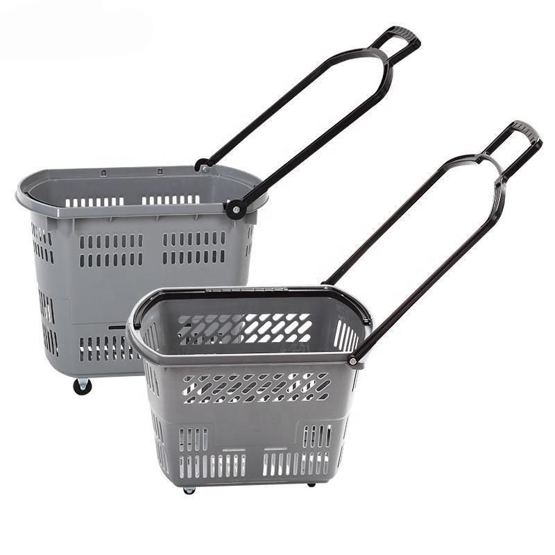 Good Price Supermarket Plastic Shopping Basket Trolley