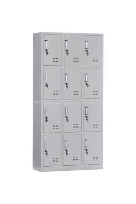 Flat Packed Metal 3 Column 4 Tier 12 Doors Storage Box Locker