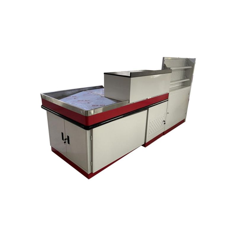 Store Checkout Counter Supermarket Equipment Metal Cashier Desk