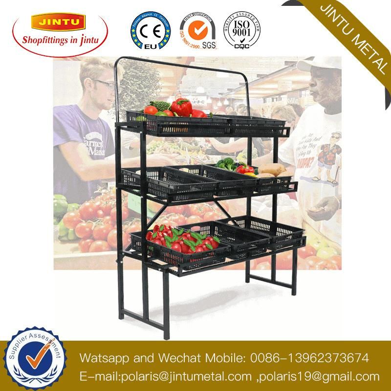 3 Tier Supermarket Fruit Vegetable Display Rack Shelf Wisda Display