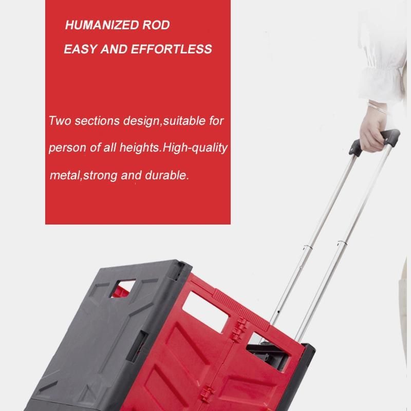 China Foldable Luggage Shopping Trolley Plastic Rolling Box Cart with Multi Functions