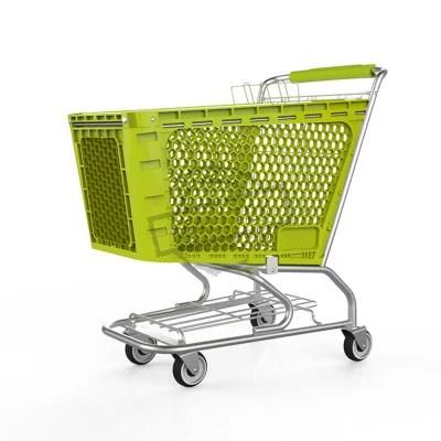 Fashion Supermarket Half Plastic and Metal Shopping Hand Trolley Cart