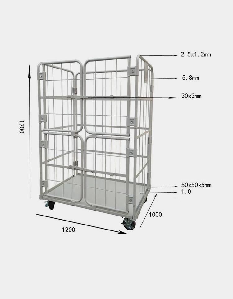 Design Folding Steel Warehouse Roll Container with 4 Doors