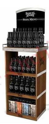 Custom Floor Standing Wood Wine Beer Bottle Display Rack