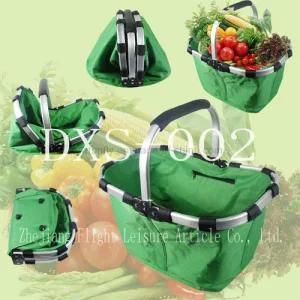 Picnic Basket Cooler Folding Shopping Basket with Single Handle