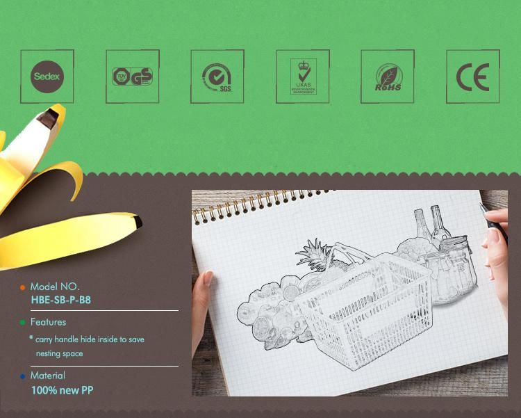 Environmental 100% PP Supermarket Plastic Shopping Basket