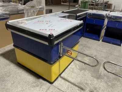 Factory Direct Sake Metal Supermarket Retail Checkout Counter with Conveyor Belt