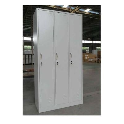 Fas-026 Primary School Classroom Metal Clothes Cabinet 3 Ties Door Steel Locker