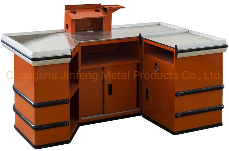 Supermarket Metal Checkout Counter Cashier Desk Jf-Cc-108