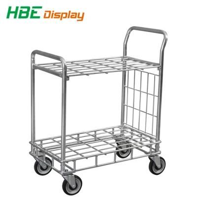 2 Tiers Metal Folding Mobile Food Cart
