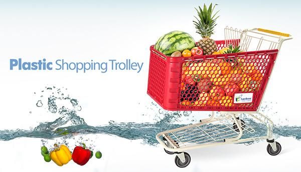 100% PP Super Market Plastic Shopping Cart for Stores and Shops