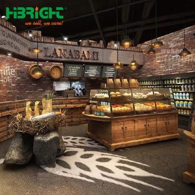 Supermarket Wood Bakery Bread Stand Display Shelves Rack