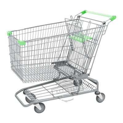 Hot Sale Powder Coating Supermarket Cart with Elevator Wheels