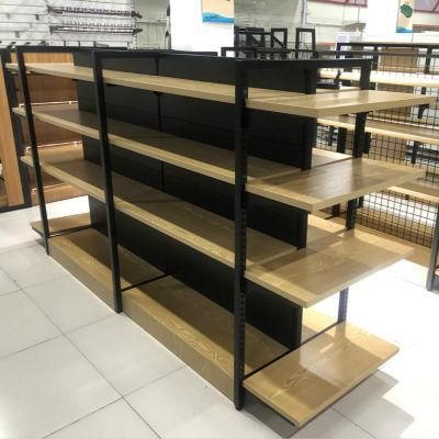 Supermarket Wooden Pharmacy Shelves Store Shelf Adjustable Wood Gondola Shelving