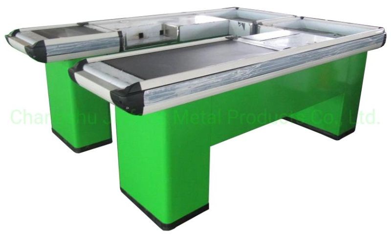 Supermarket Design Checkout Counter Cashier Desk with Conveyor Belt