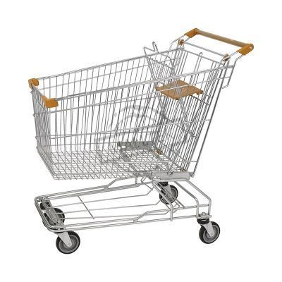 Best Price Metal Steel 150L Asian Grocery Trolley with TPR Wheels