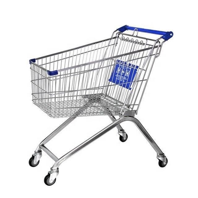 Retail Store Hand Push Cart with Seat Supermarket Metal Shopping Trolley