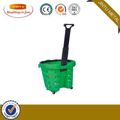 High Quality 45L Plastic Roll Shopping Basket Trolley