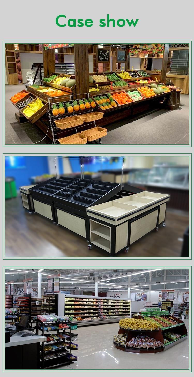 Supermarket Steel Wood Vegetable and Fruit Rack