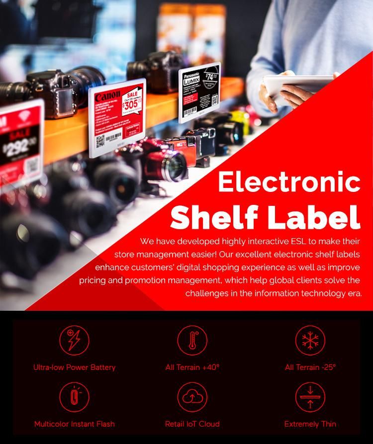 Supermarket Low Energy Digital BLE Electronic Display E Ink Shelf Tag