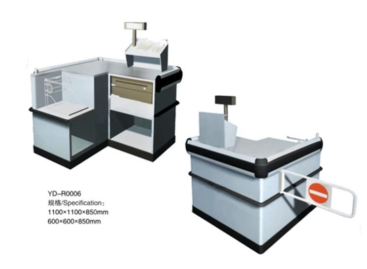 Customized Made Supermarket Stainless Steel Electric Retail Design Cashier Counter