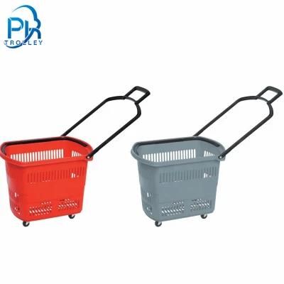 Free Sample Plastic Shopping Rolling Basket for Supermarket