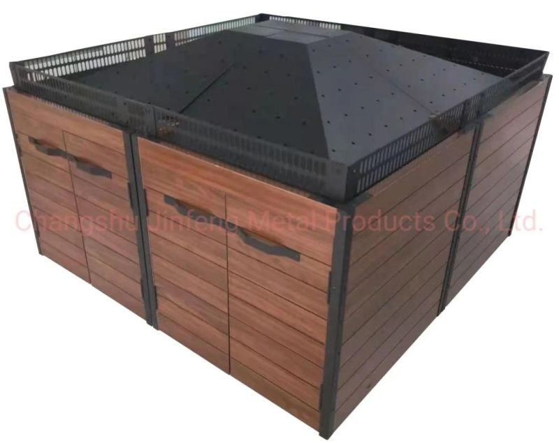 Supermarket Furniture Fruits and Vegetables Wooden Display Stand with False Roof