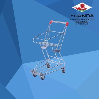 Supermarket Chrome Double Basket Holder Metal Shopping Trolley