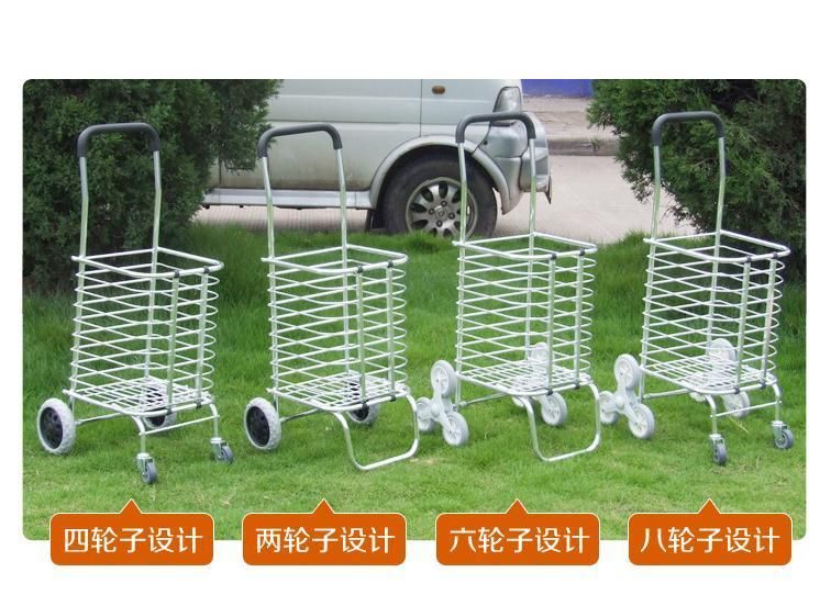 Foldable Aluminium Alloy Trolley Supermarket Hand Pull Collapsible Shopping Carts Bag with Wheels